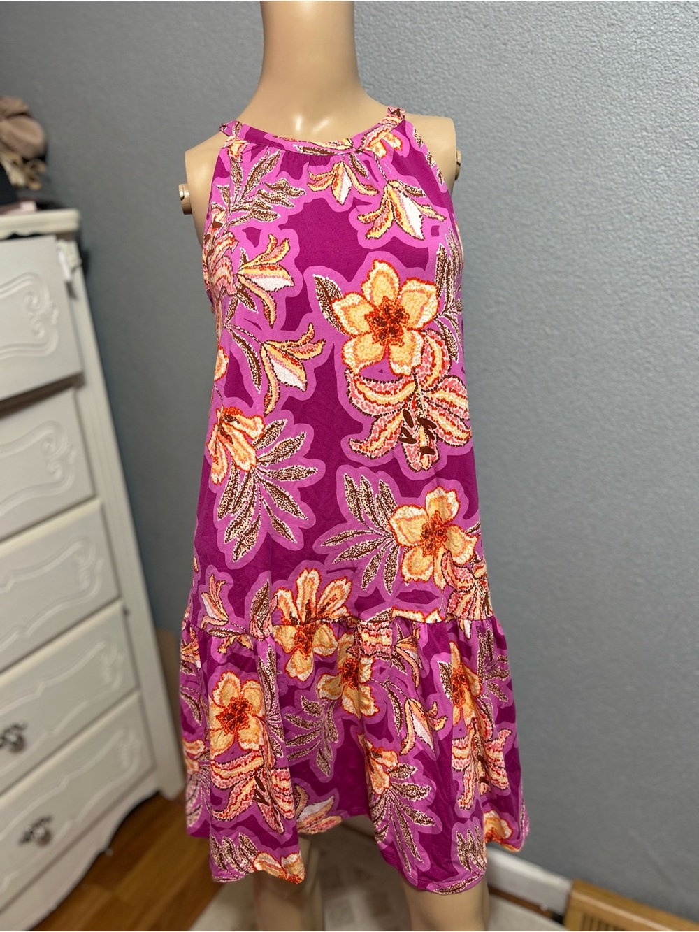 NWOT Loft Mosiac mini halter swing dress size medium - Picture 4 of 11